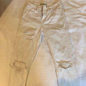 Top shop white jeans with distressing